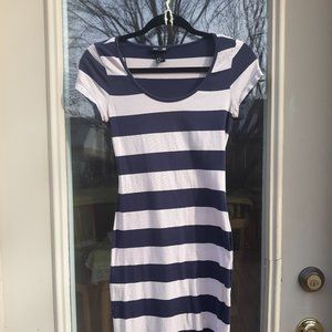 H & M Bodycon Blue and Beige Striped XS Dress